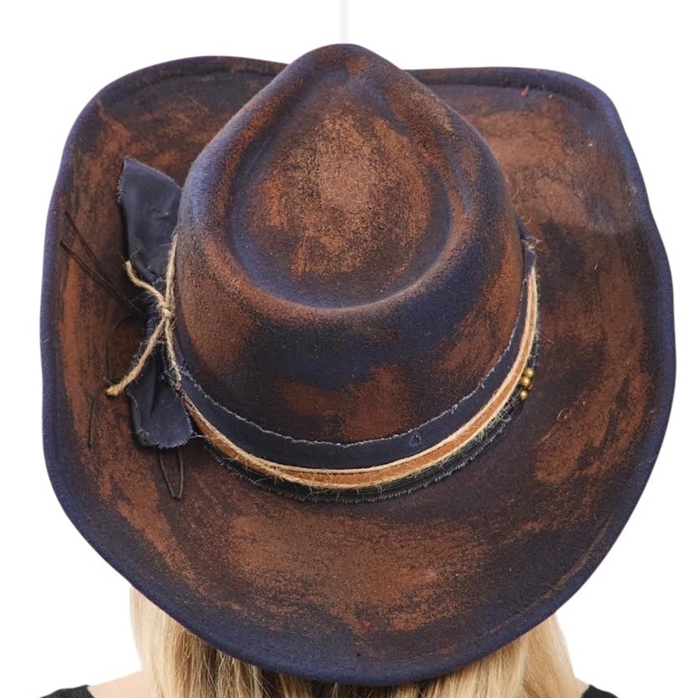 Unisex Blue Distressed Cowboy Western Hat